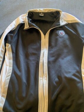 Jordan Black and Cream Zip-Up Track Jacket with Red Jumpman